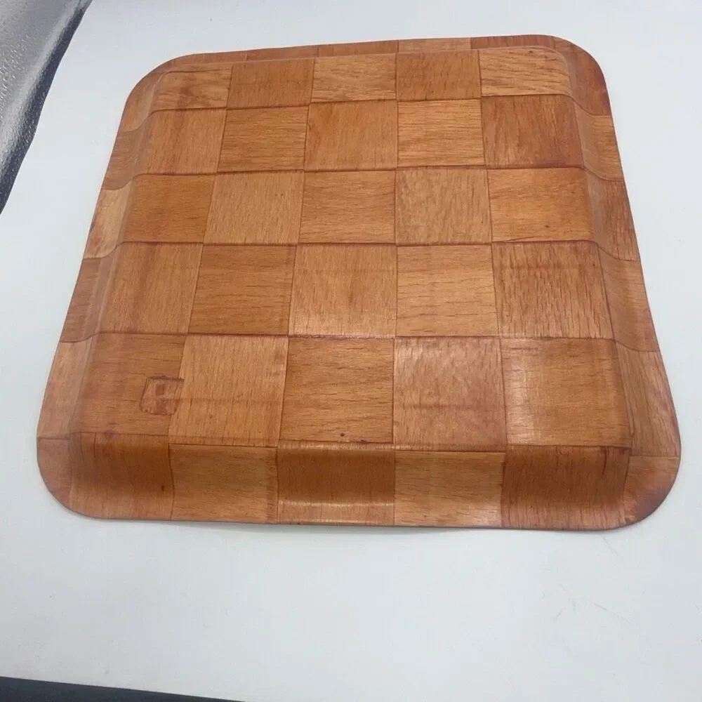 VINTAGE MCM Westwood Checkered Wooden 13”x 13” Trays-Set of 2